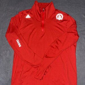 Adidas Boston Marathon 2018 1/4 Zip Running Shirt Men’s Large Orange Climalite